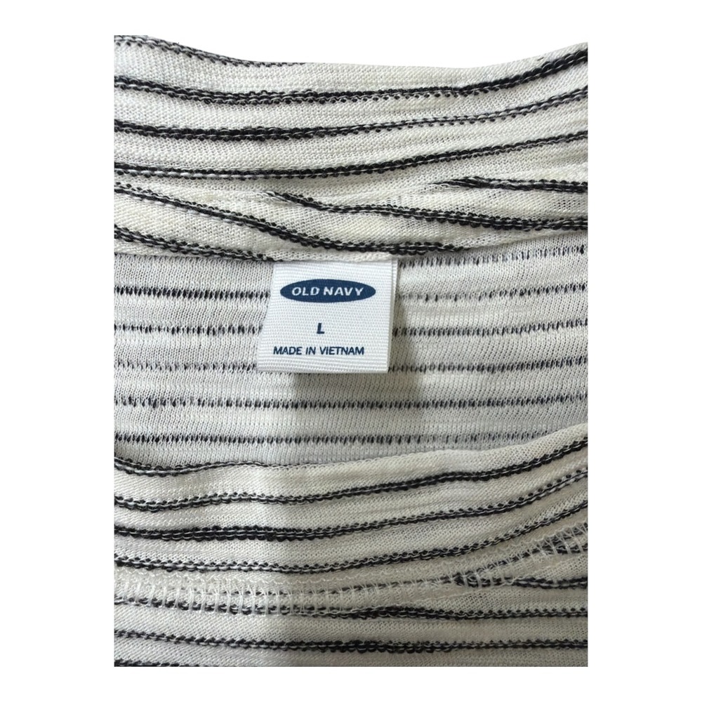Old Navy White Black Stripe Short Sleeve Crew Neck Top Womens Size L - Picture 3 of 5